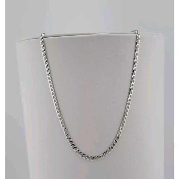 Unbranded Jewelry - 3MM Sterling Silver Flat Diamond Cut Curb Chain Necklace 18"